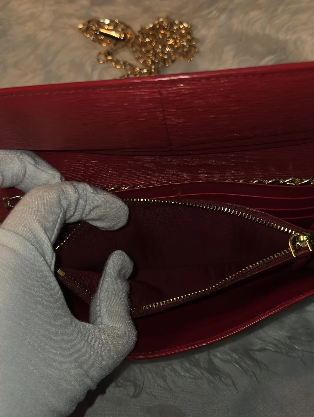 Prada Red Saffiano Vitello Move Wallet Crossbody Bag Id Card Holder With Chain - Picture 4 of 14